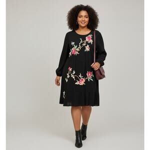 Asos Floral Embroidered Dress Womens Plus Size 22 Casual Party Boho Artsy Flowy